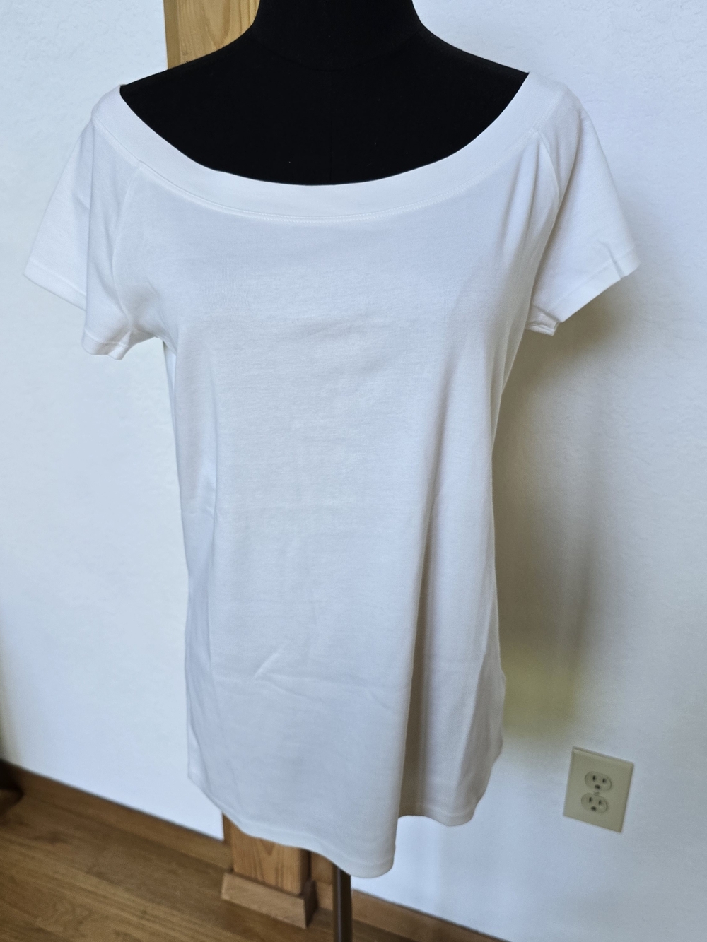 Lauren Ralph Lauren White Ribbed Scoop Neck Tee Short Sleeve Top Size XL